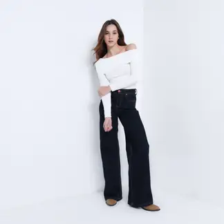 DENIMLAB - Jean Wide leg Mujer Tiro alto de Algodón