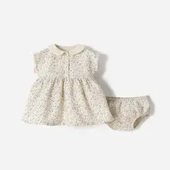 undefined - Conjunto Vestido + Calzoncito para Bebé niña de Algodón Baby Fresh