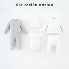 BABY FRESH - Conjunto Pijama enteriza + Pantalón + Saco + Body manga corta + Gorro para bebé Unisex de Algodón