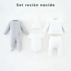 BABY FRESH - Conjunto Pijama enteriza + Pantalón + Saco + Body manga corta + Gorro para bebé Unisex de Algodón
