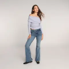 SYBILLA - Jean Flare Mujer Tiro medio