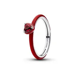 PANDORA - Anillo corazón chakra rojo Plata Esterlina