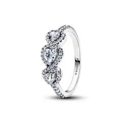 PANDORA - Anillo trilogía de corazones halo Plata Esterlina