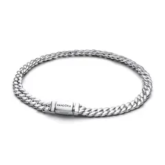 PANDORA - Brazalete Cadena Cubana Plateado