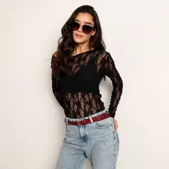 ARIA VEGA X FALABELLA - Blusa Mujer Con transparecia Manga larga