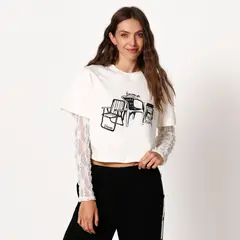 ARIA VEGA X FALABELLA - Top Mujer con Estampado Manga corta de Algodón