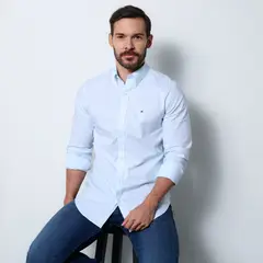 TOMMY HILFIGER - Camisa Hombre Manga larga Slim fit de Algodón
