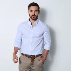 TOMMY HILFIGER - Camisa Hombre Manga larga Slim fit de Algodón