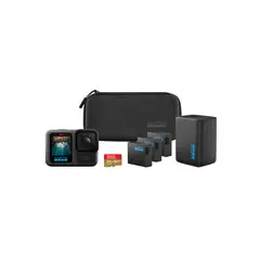 GOPRO - Cámara deportiva HERO13 Combo cargador + 3 baterías + micro SD + estuche Black Extended Power Bundle