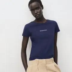 MANGO - Camiseta Mujer con Logo Manga corta