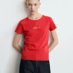 MANGO - Camiseta Mujer con Logo Manga corta
