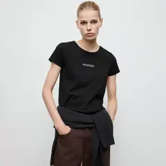 MANGO - Camiseta Mujer con Logo Manga corta