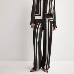 MANGO - Pantalón Recto Mujer Tiro alto Rayas