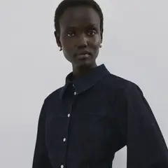 MANGO - Camisa Mujer De jean Manga larga