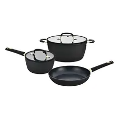 HAMILTON BEACH - Juego de ollas antiadherente Hamilton Beach: Black & Gold Aluminio 5 piezas