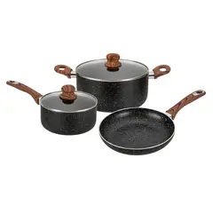 HAMILTON BEACH - Juego de ollas antiadherente Hamilton Beach: Marmolizado Aluminio 5 piezas