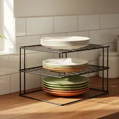 METALTEX - Organizador de platos de 2 niveles