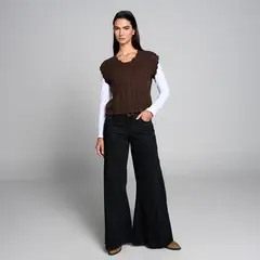 BASEMENT - Jean Flare Mujer Tiro Medio