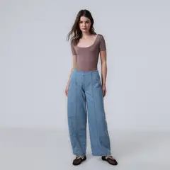 BASEMENT - Jean Balloon Mujer Tiro medio