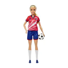 BARBIE - Jugadora de Fútbol Profesiones Uniforme Rojo 3 años+