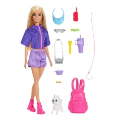 BARBIE - Muñeca Malibú Mascota Perrito Accesorios Aventura 3+