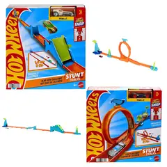 HOT WHEELS - Action Pista de Acrobacias Sorpresa, circuito portátil con lanzador y choque sorpresa, acrobacias emocionantes para niños desde 4 años