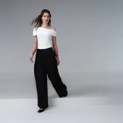BASEMENT - Pantalón Wide leg Mujer Tiro medio