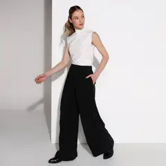 BASEMENT - Pantalón Wide leg Mujer Tiro medio