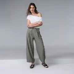 BASEMENT - Pantalón Balloon Mujer Tiro medio