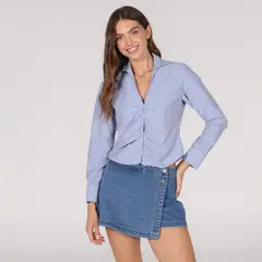 SYBILLA - Camisa Mujer Manga larga de Algodón