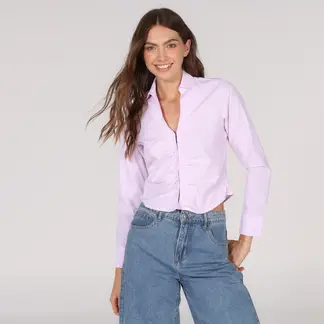 SYBILLA - Camisa Mujer Manga larga de Algodón