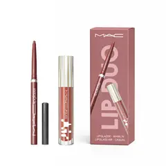 MAC COSMETICS - Set Brillo labial Lip Duo delineador LipGlazer Whirlin' & brillo LipGlass Air Casual