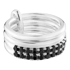 TOUS - Anillo de plata y espinela negra Straight