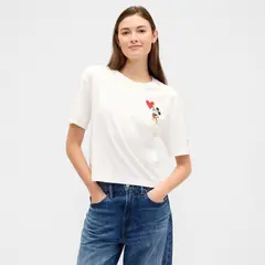 GAP - Camiseta Mujer con Estampado Manga corta de Algodón