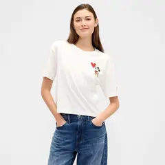 GAP - Camiseta Mujer con Estampado Manga corta de Algodón