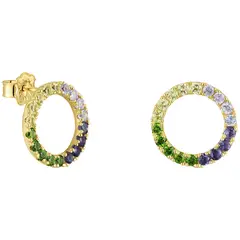 TOUS - Aretes círculo con baño de oro 18 kt sobre plata y gemas Straight
