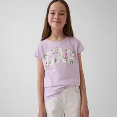 GAP - Camiseta para Niña con Logo Manga corta de Algodón