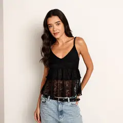 SYBILLA - Top Mujer Encaje Sin Mangas