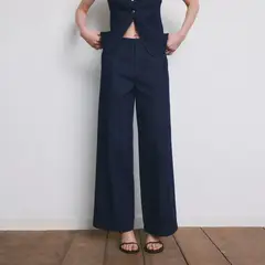 MANGO - Jean Wide leg Mujer Tiro medio