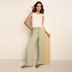 UNIVERSITY CLUB - Pantalón Recto Mujer Tiro alto