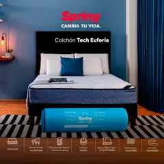 COLCHONES SPRING - Colchón Enrollado Tech Euforia Firmeza Media Resortes Pocket Spring