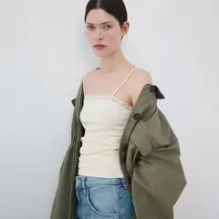 MANGO - Top Mujer con Encaje Sin mangas