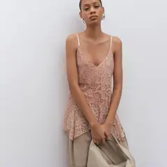 MANGO - Top Mujer con Encaje Sin mangas