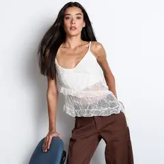 DENIMLAB - Blusa Mujer Con Transparencia Sin Mangas