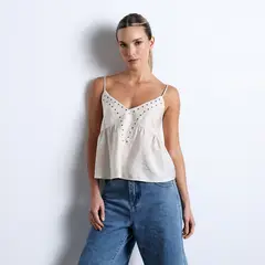 DENIMLAB - Blusa Mujer de Tachas Sin Mangas