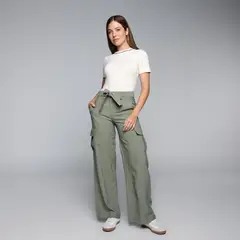 BASEMENT - Pantalón Recto Mujer Cargo