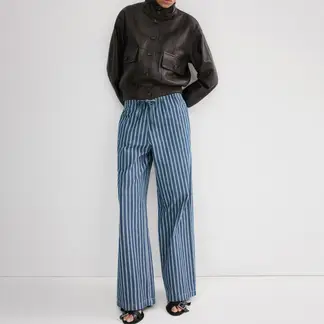 MANGO - Pantalón Recto Mujer Tiro medio Rayas de Algodón