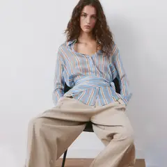MANGO - Camisa Mujer de Rayas Manga larga