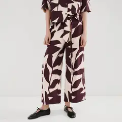 MANGO - Pantalón Recto Mujer Tiro medio con Estampado