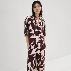 MANGO - Camisa Mujer con Estampado Manga corta